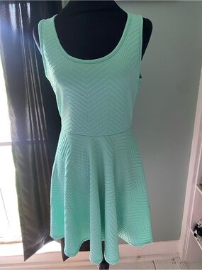 Sleeveless Mint Mini Dress with Textured Fit-and-Flare